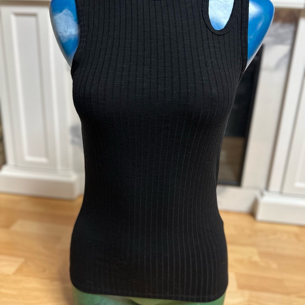 Black Ribbed Sleeveless Top